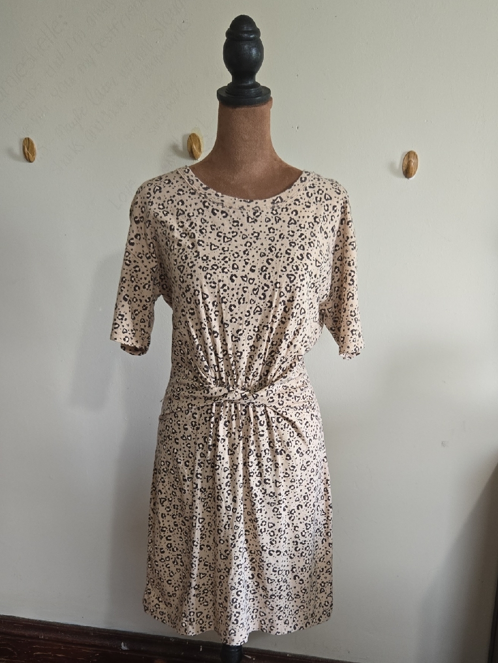 D25 NWT Aerie T-shirt Dress Knot Front Animal Print Short Sleeve Pullover Sm.